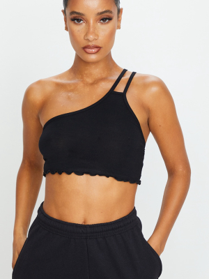 Black Jersey Frill Hem Bralet