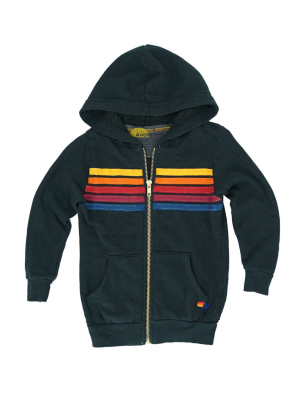 Kid's 5 Stripe Hoodie - Charcoal