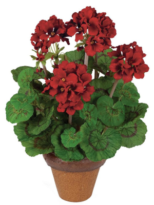 Sullivans Artificial Geranium Potted Plant 16"h Green