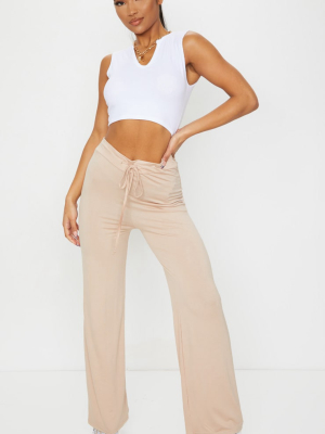 Stone Drawstring Jersey Wide Leg Jogger