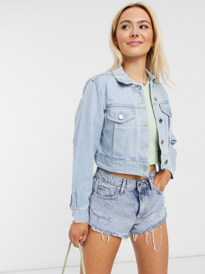 Miss Selfridge Denim Jacket In Light Wash Blue