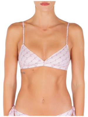 Stella Mccartney Allover Logo Print Bikini Top