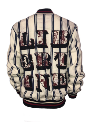 Screen Vintage French Ticking Stripe Bomber Jacket