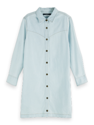 100% Cotton Long Sleeve Denim Shirt Dress