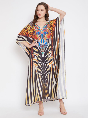 Leopard Handmade Print Kaftan Dress