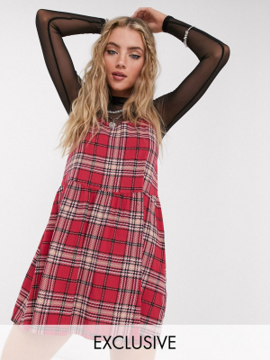 Reclaimed Vintage Inspired Mini Cami Dress In Check Print