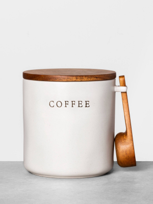 Stoneware Coffee Canister With Wood Lid & Scoop - Hearth & Hand™ With Magnolia