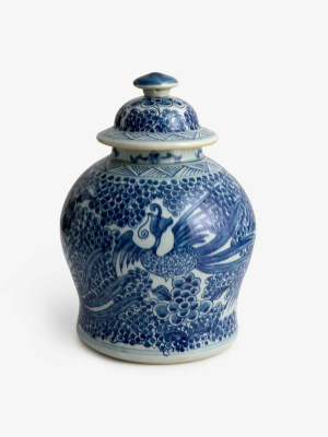 Phoenix Temple Jar Small, Blue And White