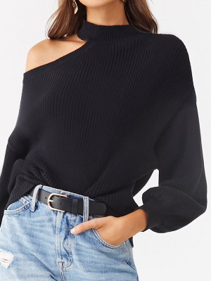 Open-shoulder Knit Sweater