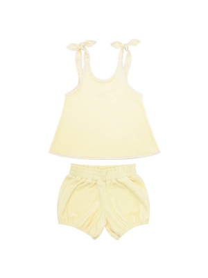 Girls Yellow French Terry Bloomer Set