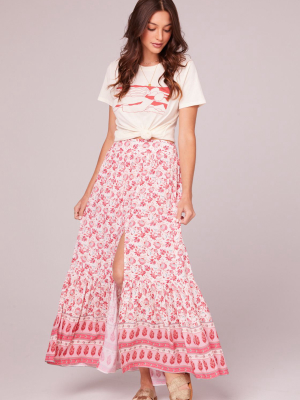 Esmee Coral Border Print Maxi Skirt