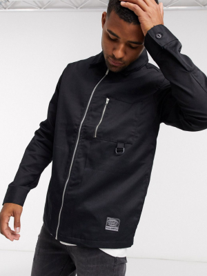 Pull&bear Utility Jacket With Pockets In Black