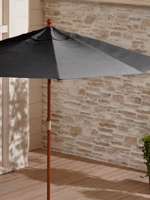 9' Round Sunbrella ® Charcoal Patio Umbrella With Fsc Eucalyptus Frame