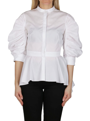 Alexander Mcqueen Gathered Sleeve Peplum Shirt