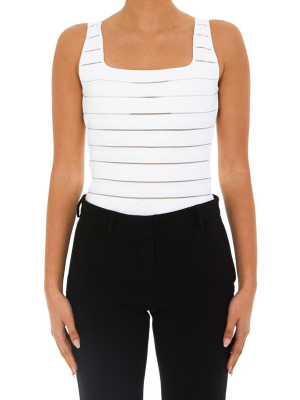 Balmain Striped Sleeveless Bodysuit