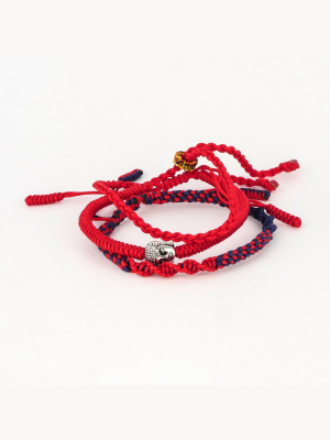 Jean Claude Tibetan Lucky Knots Multi-colored Set Of 3 Bracelets