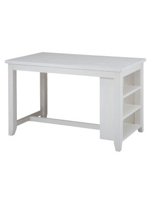 Madaket Counter Height Table With 3 Shelf Storage Wood/white - Jofran Inc.