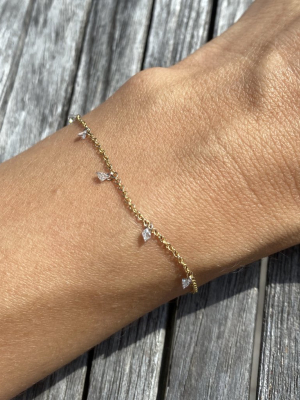 Nuwa Bracelet ~ Floating Princess Cut Diamond Bracelet