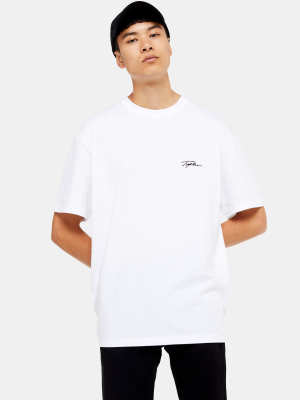 Signature White Embroidered Oversized T-shirt