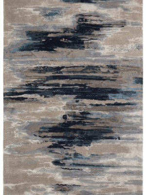 Ryenn Handmade Abstract Dark Blue & Gray Rug