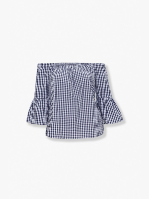 Plus Size Gingham Print Top