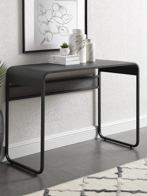 Industrial Metal Curved Top Writing Desk Gray - Saracina Home