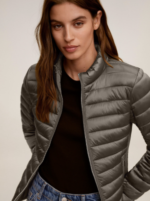 Side-zip Quilted Coat