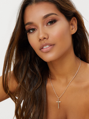 Gold Chunky Chain Cross Pendant Necklace
