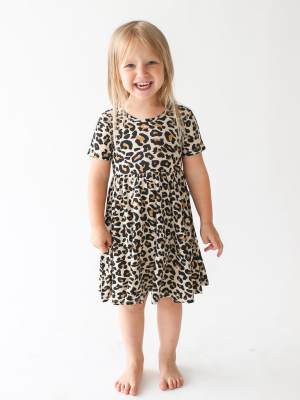 Lana Leopard Tan Short Sleeve Twirl Dress