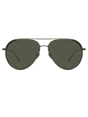 Roberts Aviator Sunglasses In Nickel And Grey