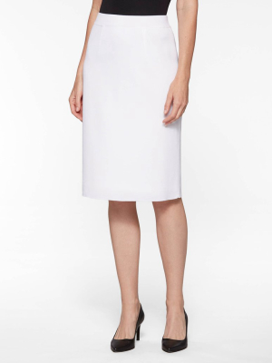 25" Lined Straight Knit Skirt, White