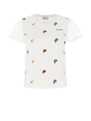 Redvalentino Delicate Flowers Embroidered T-shirt