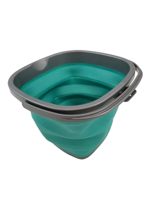 Homz Store N Stow Portable 10 Liter Compact Collapsible Square Bucket With Convenient Carry Handle, Teal
