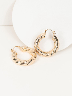 18k Gold Plated Drip Twist Hoop Earrings