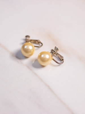 Vintage Creamy Yellow Faux Pearl Earrings