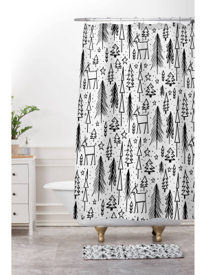 Heather Dutton Winter Wonderland Christmas Memory Foam Bath Mat Black/white - Deny Designs