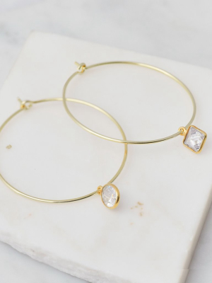 Mira Mismatched Cz Hoops, Gold