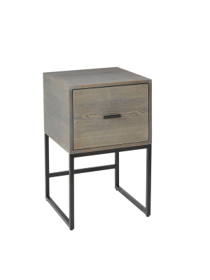 Langley Square Frame Flat Black Metal And Wood Side Table Black - Silverwood