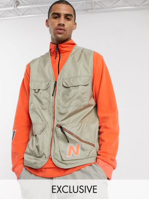 New Balance Utility Pack Gilet In Stone Exclusive To Asos