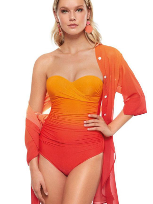 Roidal Brasil Megan Bandeau Underwire One Piece In Orange Ombre