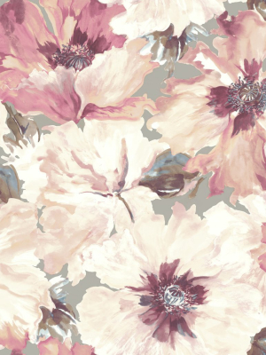Cecita Floral Wallpaper In Pink From The Lugano Collection By Seabrook Wallcoverings