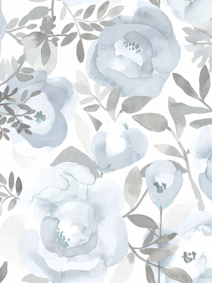 Orla Floral Wallpaper In Blue From The Bluebell Collection By Brewster Home Fashions