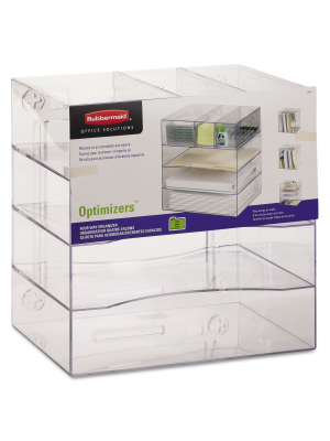 Rubbermaid Optimizers Four-way Organizer With Drawers Plastic 10 X 13 1/4 X 13 1/4 Clear 94600ros