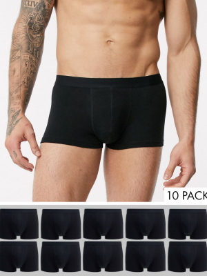 Asos Design 10 Pack Short Trunks In Black Save