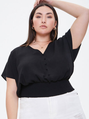 Plus Size Smocked Chiffon Top