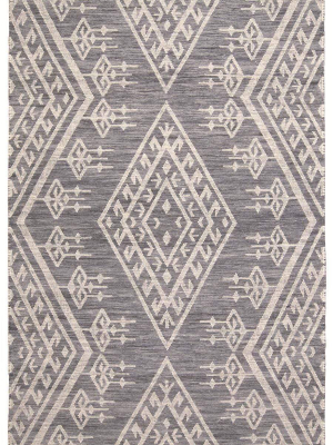 Feizy Savona Bohemian Geometric Flatweave Rug - Dusty Blue & Ivory - Available In 5 Sizes