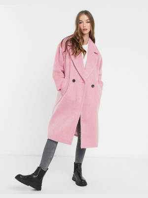 Asos Design Slouchy Oversized Coat In Pink