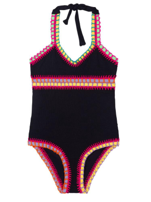 Pq Swim Girls Rainbow Embroidered Girls One Piece