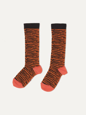 Bonnie Mob Chunky Tiger Stripe Knee Socks - Honey