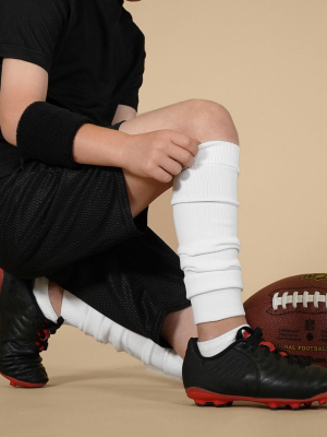 Basic White Kids Football Leg Sleeves